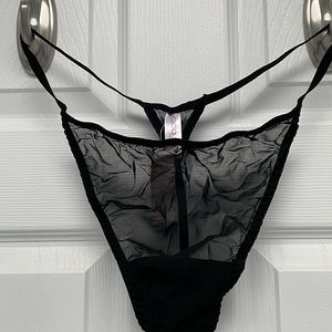 Cacique Intimates Sheer Black Thong G-String 18/20